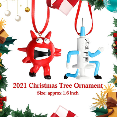 2 Pieces 2021 Christmas Ornament Christmas Tree Decorations Xmas Hanging Pendant Memorial Ornament Decorative Personalized Ornaments for Holiday Christmas Fireplace Mantel Wreath Supplies